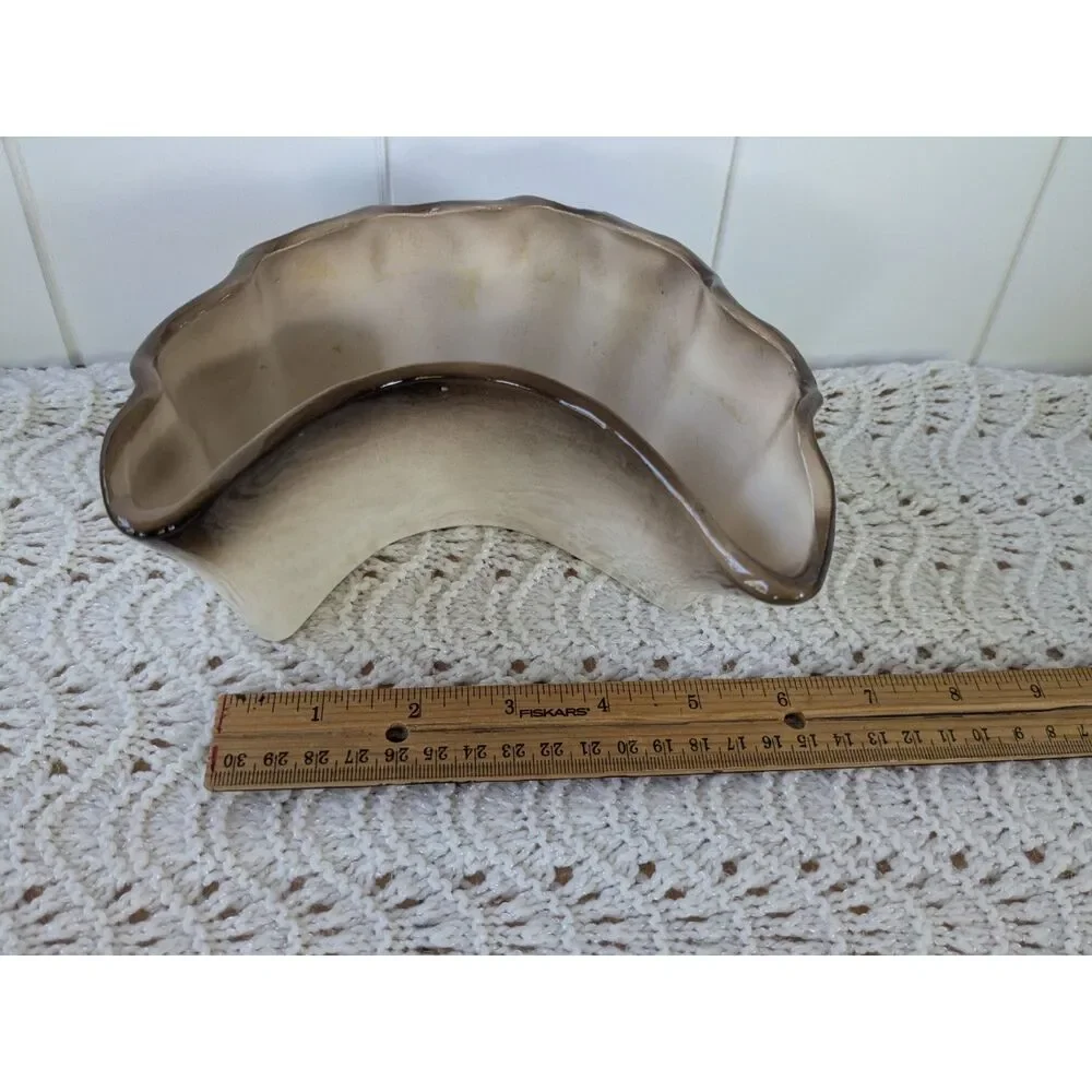 Unique Delee Art Crescent Shaped, Scalloped Edge Pottery Planter
